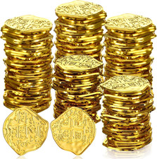 100 Pcs Pirate Coins Plastic Fake Play Coins Replica Spanish Doubloons for Pirat