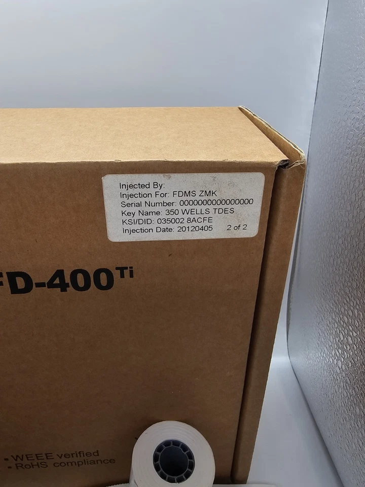 First Data FD 400 TI en caja original, papeleo, rollo de papel, lector Totilpay Foto 3 de 4