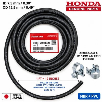 New Genuine Honda Bulk Fuel Hose 7.5 mm Line (Sold By The Foot) 95001-75008-60M - Bild 1 von 4