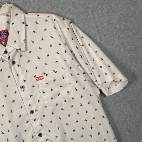 Dixxon Mens XL Shirt Short Sleeves White Skeletal Hand Signs-Brolingual *Read - Picture 4 of 13