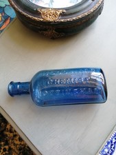 Blue Woodward Chemist Bottle Birmingham. Nice Item But Study Photos. About 15cms