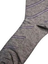 Punto Italian Mens Dress Socks Egyptian Cotton 10-13 Gray Purple Stripe Italy