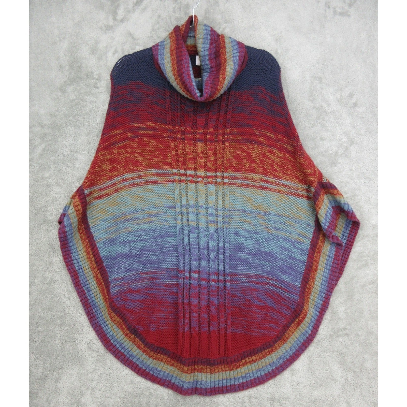 Wrangler Sweater Women Small Striped Cowl Poncho Boho Southwestern Pullover Knit