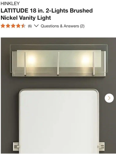 HINKLEY LATITUDE 18" 2-Lights Brushed Nickel Vanity Light 5652BN Bathoom sink - Picture 3 of 5