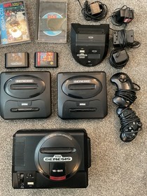 SEGA Genesis Systems with CONTROLLERS, Power Base,  10 GAMES, &  Untested