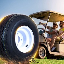 18" X 8.5"-8 4-Ply Golf Cart Tire Mounted on 8" X 7 In. 4-4.0 White Solid Wheel