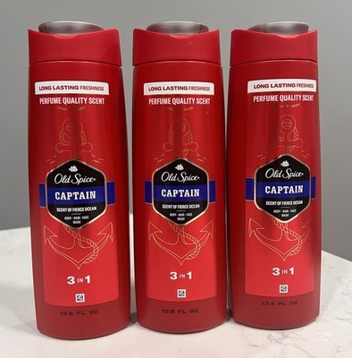 Old Spice Captain Shower Gel + Shampoo 3-IN-1 Fresh (3 Bottles) 400 ml each