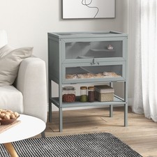 Wooden Hamster Cage w/ Shelf, Openable Top for Gerbils, 60 x 40 x 80cm Grey