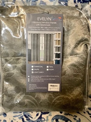 EVELYN Embossed 2 Blackout Window Panels with Grommets - Panel Size: 38in x 84in