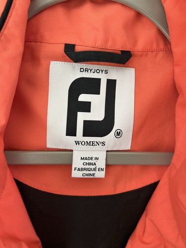 Footjoy Dryjoy Rain Jacket M Womens Coral Full Zip Golf Water Repellent - Afbeelding 3 van 13