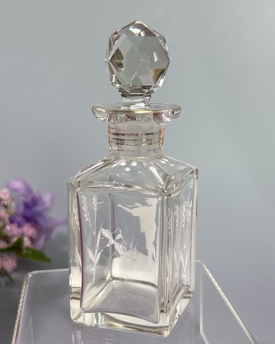 Antique Mary Gregory Type Perfume Cologne Bottle Cut Glass White Enamel 4 3/8”H - Picture 7 of 24