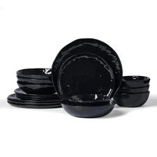 Porcelain kitchen plates and bowls set, Modern dishes set for 4, Handmade Wav...