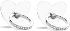 2Pcs Phone Ring Stand Holder with Diamond  Heart Shape Transparent Phone Ring Kic