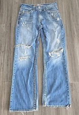  Big Star Pioneer Boot Cut Jeans Cotton Women's Size 29s Light Blue/Tattered