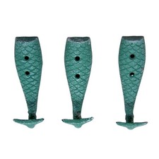 Cast Iron Mermaid Tail Wall Hooks, Beach Themed D cor, Set of 3, 5 Inches