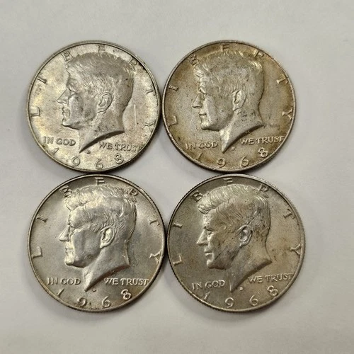 Kennedy Half Dollars Lot Of 4 1968 40% Silver 50 Cent Pieces 45.56 Grams READ⬇