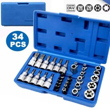 34pcs Torx Star Sockets Bit Set Male Female E- Security Bits Drive Handheld