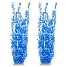 2-Pack Tall Aquarium Plants, Plastic Fish Tank Plants Style 2, Blue