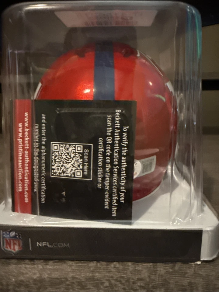 Mini Casco de los New York Giants Flash Alternativo 3x Pro Bowl Firmado Tiki Barber Foto 4 de 4
