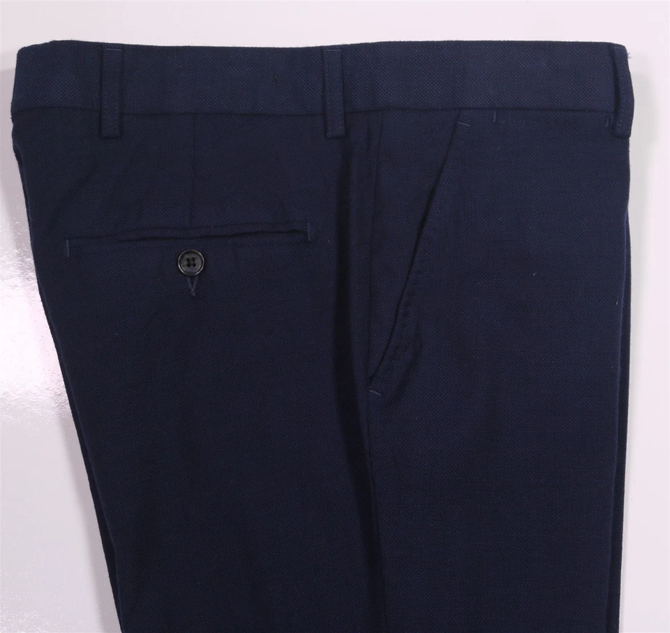 J Lindeberg Men's Paulie Navy Blue Wool Knit Woven Slim Fit Dress Pants 32x31 - Image 2 of 4