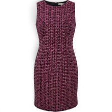 Alice + Olivia Dress Womens 6 Black Wild Pink Tweed Mini NEW