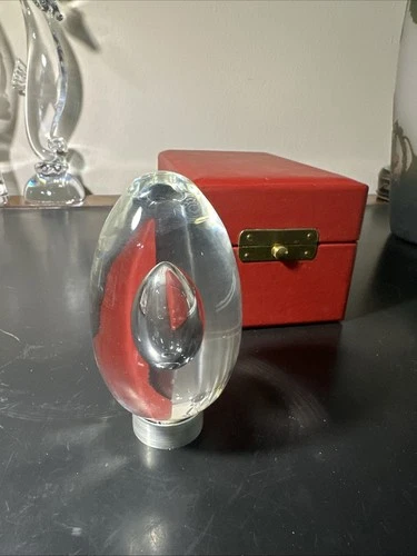 Vintage Steuben Glass Egg Figurine With Stand And Box As Is