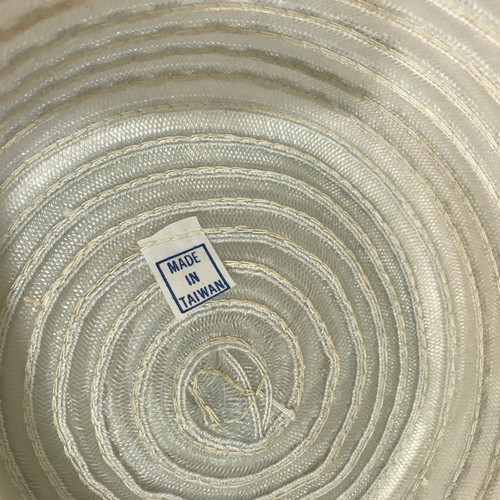 Vintage Women’s Sheer Striped Wide Brim Floppy Hat Tan Blue - Picture 5 of 6