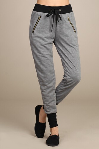 Women's Jogger Pants high waist jogger with zipper embellishment and drawstring - Picture 7 of 9