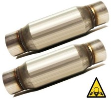 Pair Of Universal Glass Pack 3 Inlet Outlet Exhaust Muffler Resonators