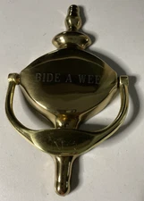 THINGS REMEMBERED Solid Brass Door Knocker Engraved w/ Scottish Term BIDE A WEE