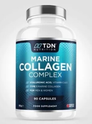 TDN Nutrition Marine Collagen Complex mit HYALURONSÄURE, Vitamin C & E 90 Kapseln