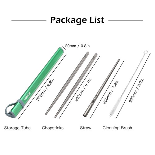 Lixada Camping Cutlery Set Titanium Chopsticks Drinking Straw Cleaning - Picture 6 of 10