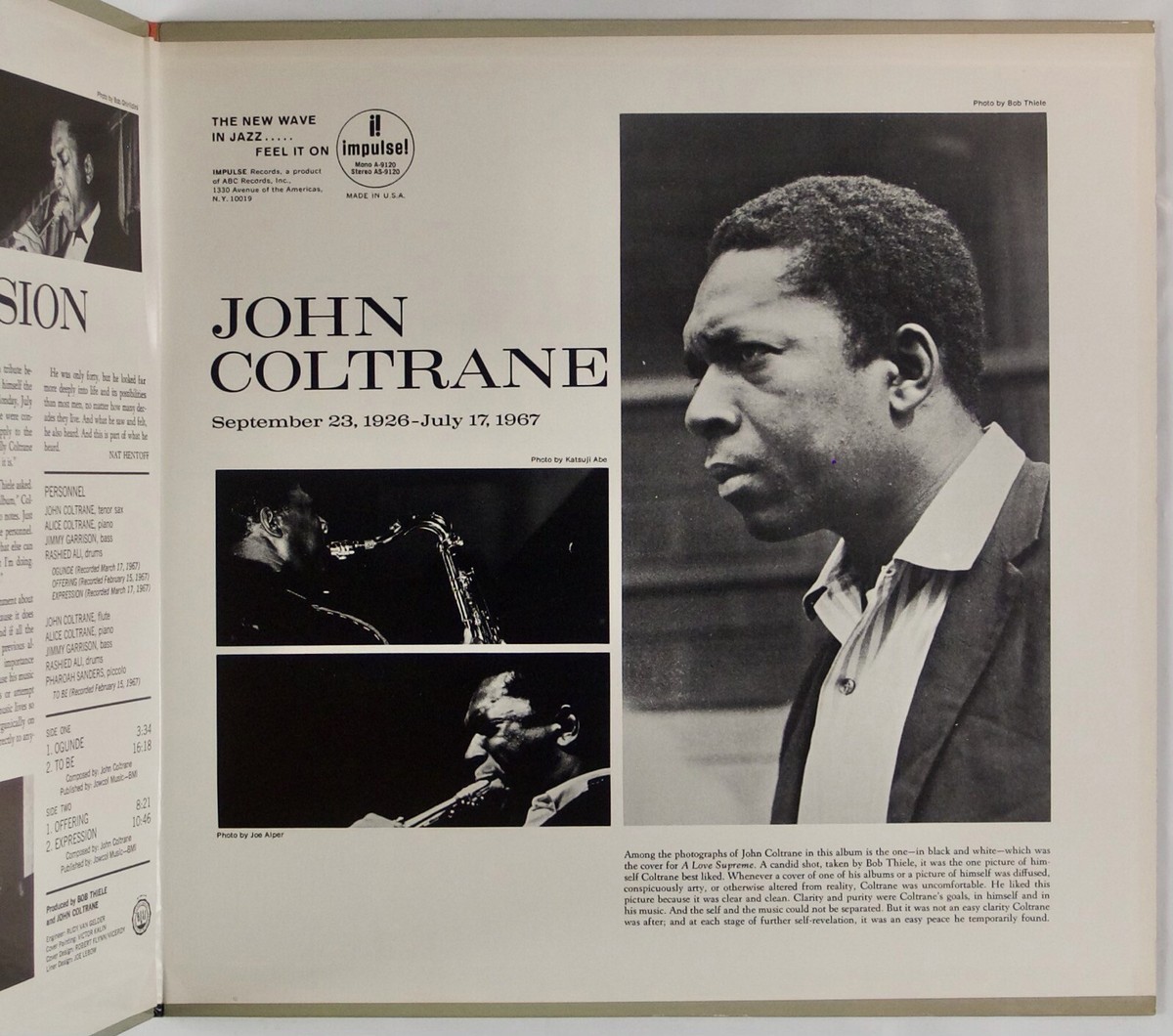 JOHN COLTRANE: Expression US Impulse A-9120 Jazz Mono Vinyl
