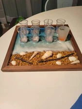 Ocean Pool Beach PARTY Handmade Bar Shot Glass Serving Tray
