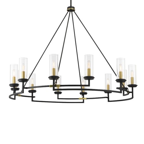 Minka Lavery Hillstone 12 Light Chandelier, Coal/Soft Brass/Clear - 3207-781