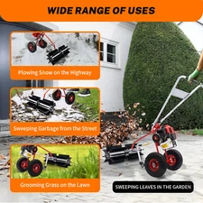 1.7hp Gas Power Walk Behind tractor dirt snow Sweeper Broom Driveway Walkway USA