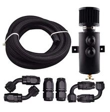 10AN Baffled Oil Catch Can w/10FT 10AN 5/8'' Nylon Braided Oil Gas Fuel Line Kit