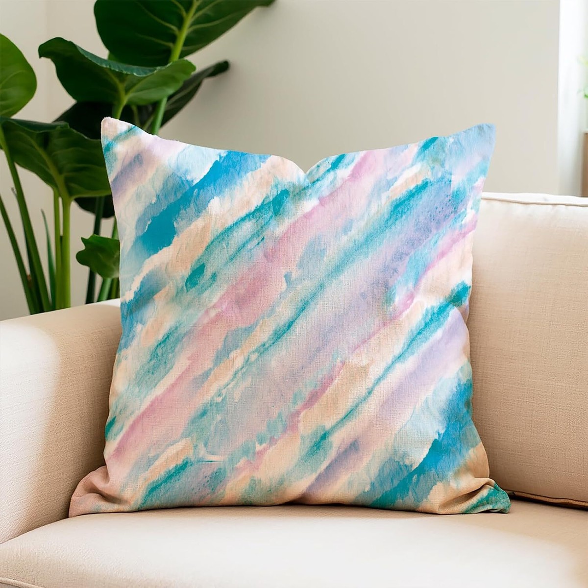 18 x 18 Pillow Covers, Tie Dye Throw Pillow Cover for Home Decor