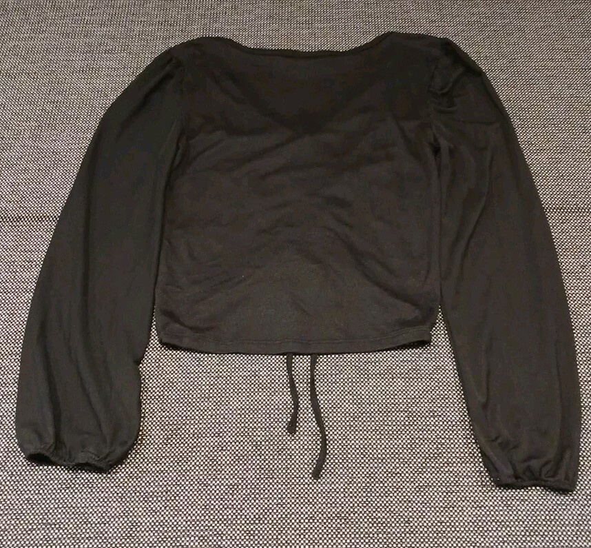Women’s Black Long Sleeve Crop Top Size XS image 3