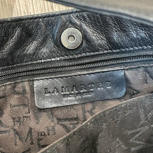 Lamarthe Schultertasche schwarz Leder Doppelriemen Made in Italy - Bild 3 von 9