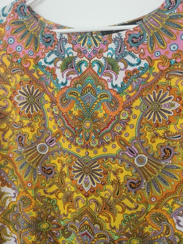 Sportsgirl Womens Smock Yellow 8 Sleeveless Multi Colour Tunic Free Post - Picture 6 of 9