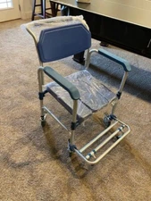 tonchean Shower Chair with Wheels. Rolling Bath,Potty &Transport Chair,Assembled