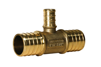10 Pack XFITTING 1'' X 1'' X 1/2'' Pex B Tee Brass Crimp Fittings , Pex B Pipe