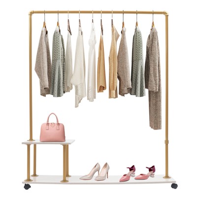 Commercial Garment Rack Rolling Collapsible Clothing Display Shelf Free Standing