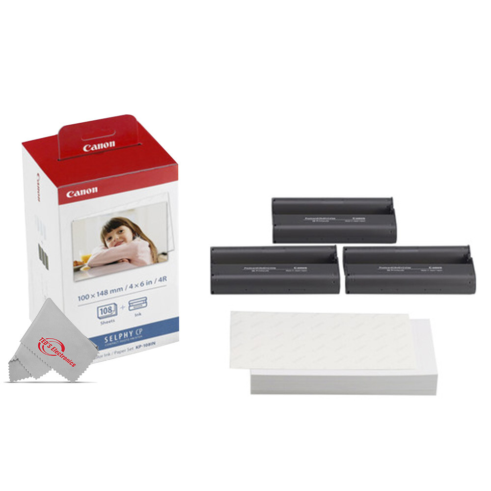 Canon KP-108IN Selphy Color Ink 4x6 Paper Set 3115B001 for