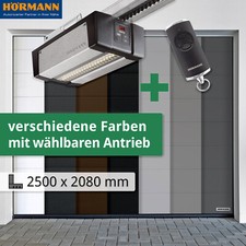 ✓ Hörmann Sektionaltor Woodgrain 2500 x 2080 mm, Garagentor-Set M-Sicke