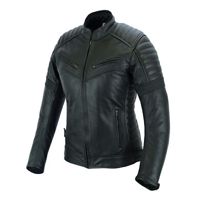 Leder Damen Motorrad Jacke mit Rüstung schwarz Motorrad Touring Biker CE