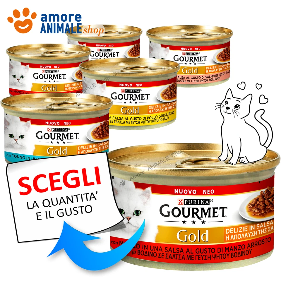 PURINA Chat GOURMET Or → DÉLICES EN SAUCE - 85 Gr - SAVEURS MÊLÉES - Humide Chat - Photo 1/1