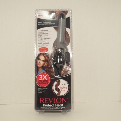 Revlon Perfect Heat Ceramic Tourmaline Ceramic 1'' Styling Iron #RV051C w/Cover