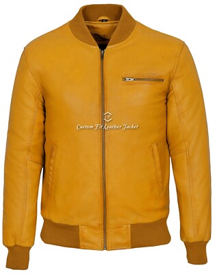 Herren 70er Jahre klassische Bomber weiche Lederjacke Street inspiriert Retro Style Jacke
